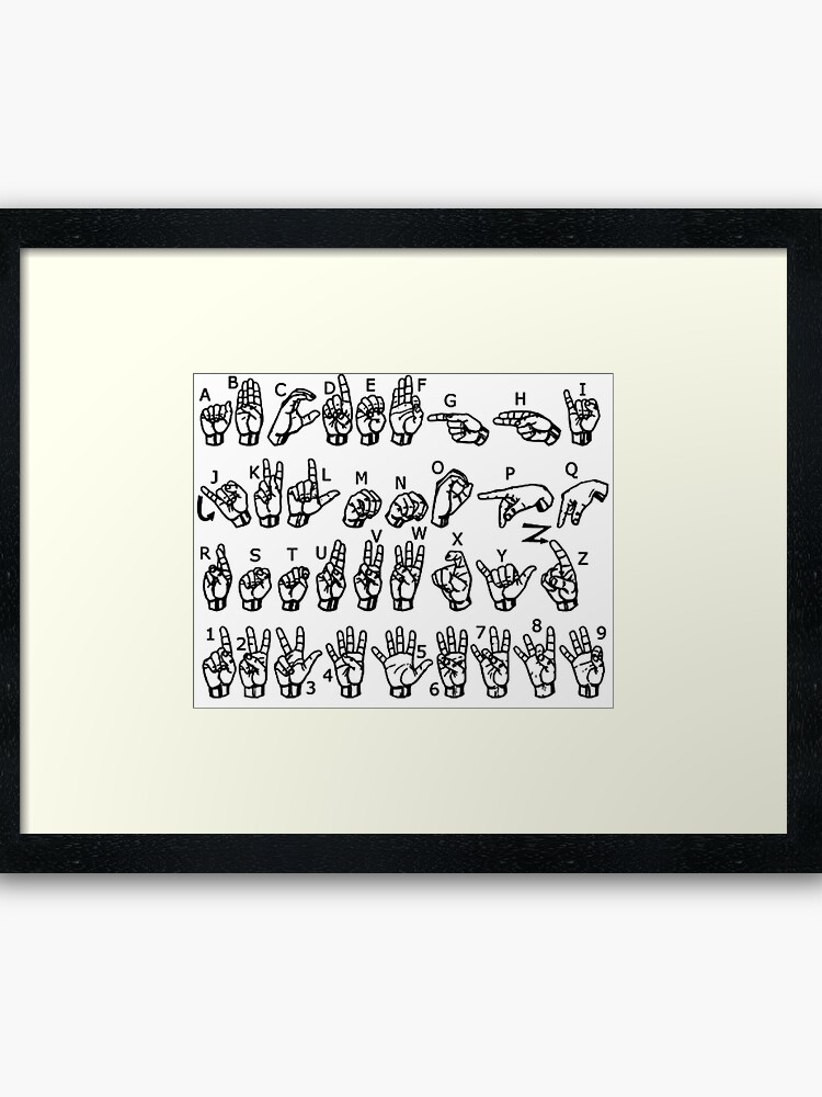 American Indication Language Alphabet Framed Artwork Print picture regarding Printable Sign Language Alphabet named American Indication Language Alphabet Framed Artwork Print