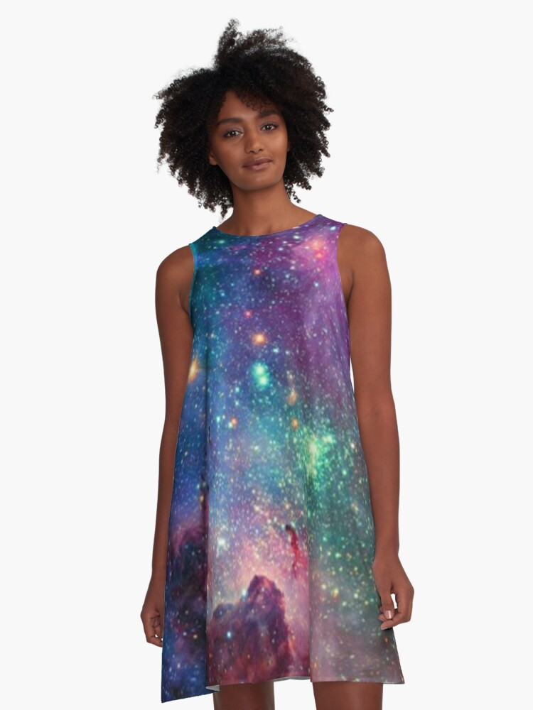 Red Galaxy Stars Womens Casual Dresses Girl Casual 3D Print Short Sleeve  Party | eBay