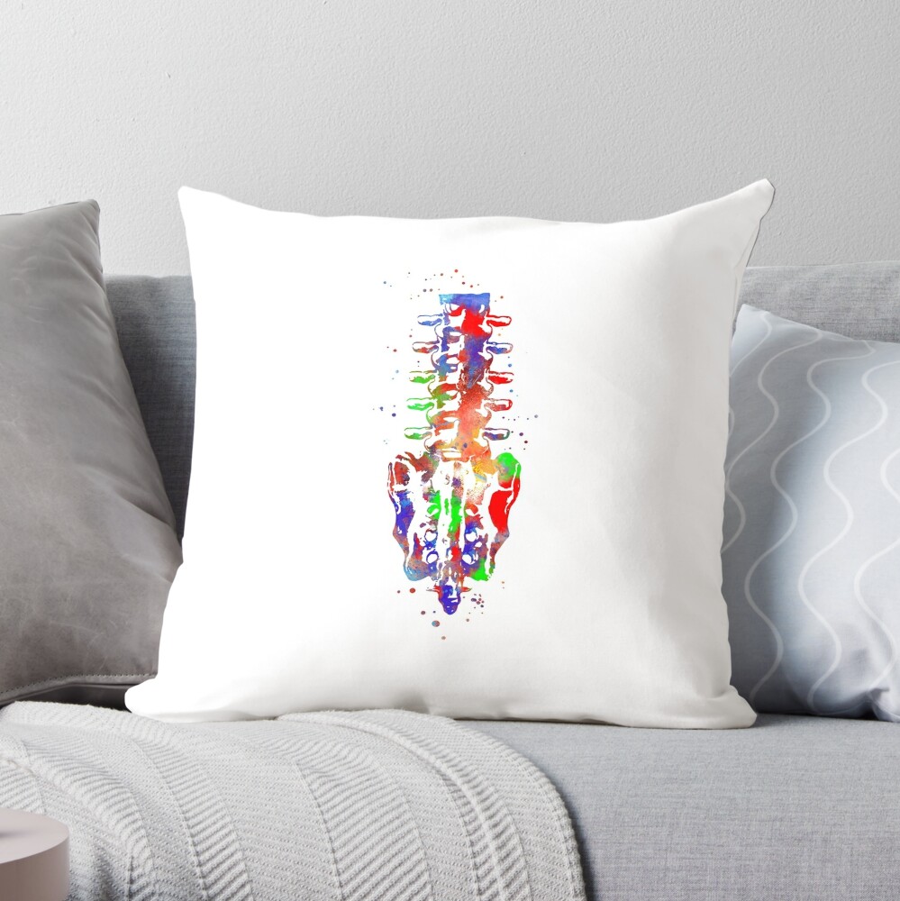 Sacrum and the Lumbar Spine, human anatomy, Sacrum anatomy, watercolor  Sacrum Throw Pillow for Sale by Rosaliartbook