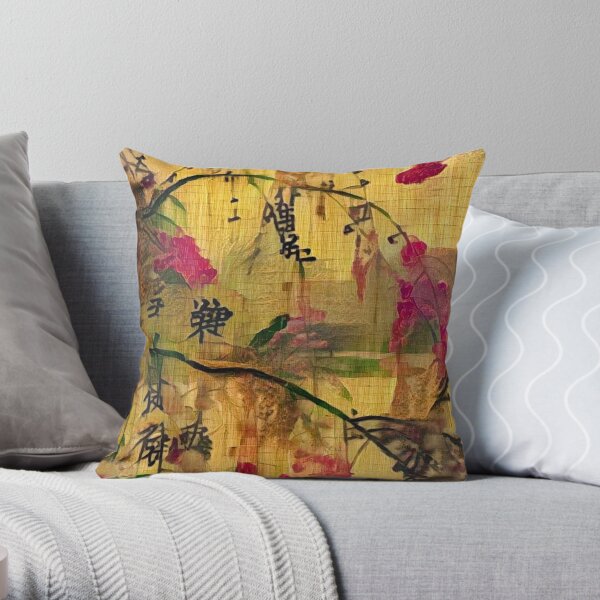 Oriental Painting. Japanese style Throw Pillow