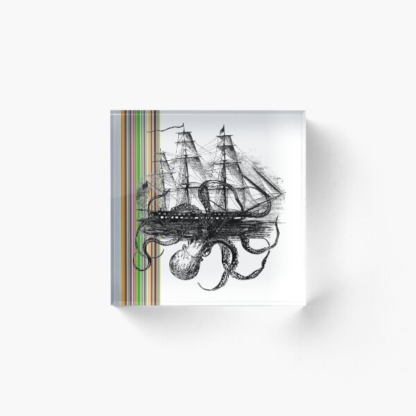 OctoShip with Stripes Acrylic Block