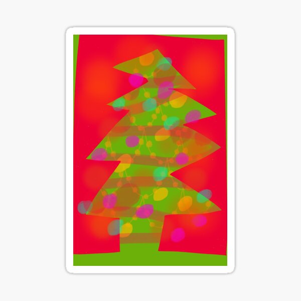 Red and Green Retro Christmas Tree Sticker