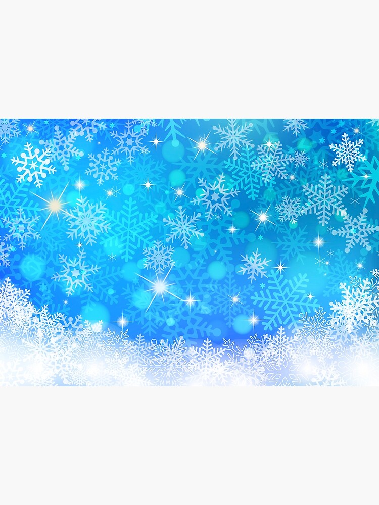 White snowflakes Christmas decorations on blue background. Pattern