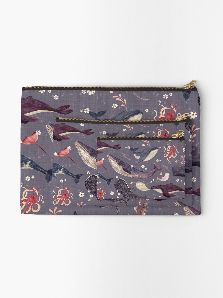 Alternate view of Whale's song lavender Zipper Pouch