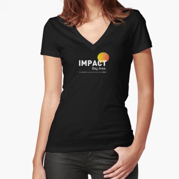 IMPACT Logo, White Text + Tagline Fitted V-Neck T-Shirt