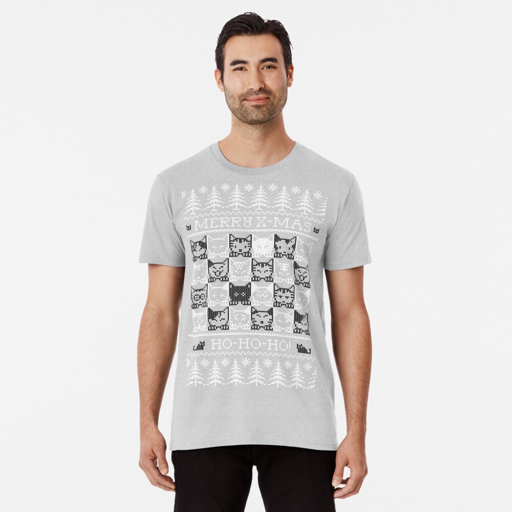Merry Christmas with black and white cats Camiseta premium
