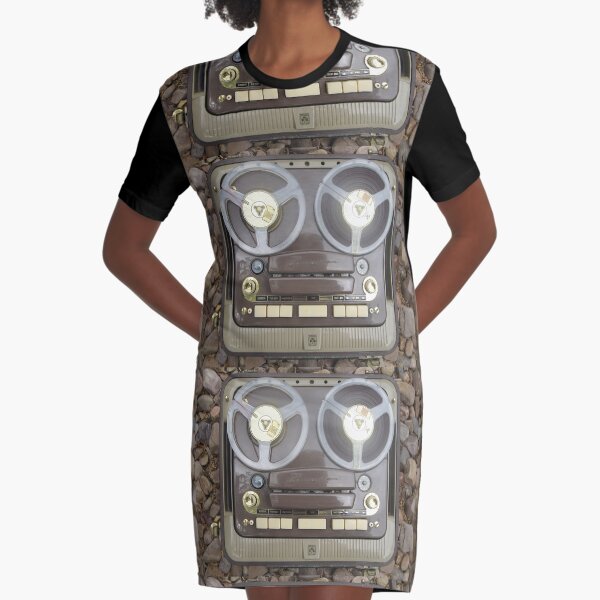 1950s Grundig Reel to Reel Tape Recorder Graphic T-Shirt Dress