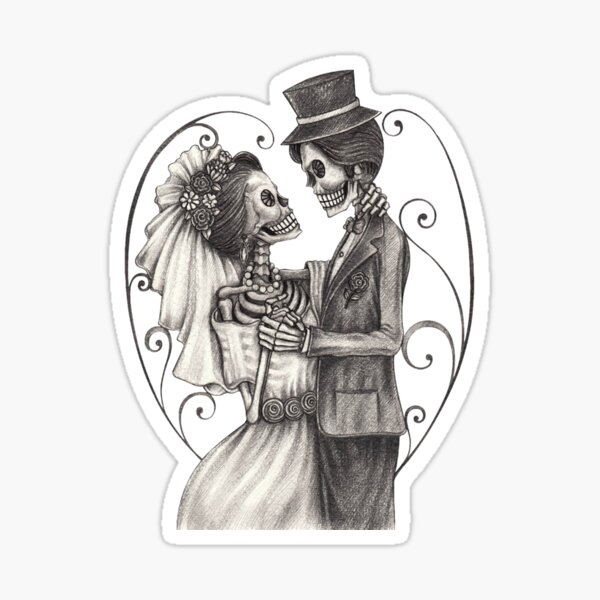Skull couple Sticker
