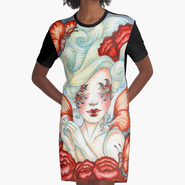 Butterfly Fairy Art titled Bloom by Stephanie Ann Garcia Graphic T-Shirt Dress