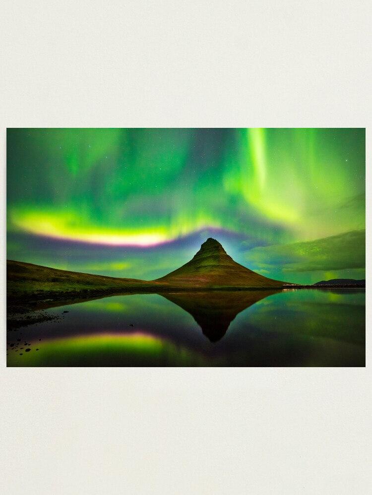 Alternate view of Kirkjufell Mountain Aurora Iceland Photographic Print