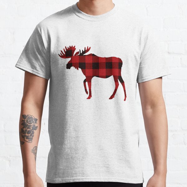Buffalo Plaid Moose Shirts Short Sleeve Denim Hat Mens