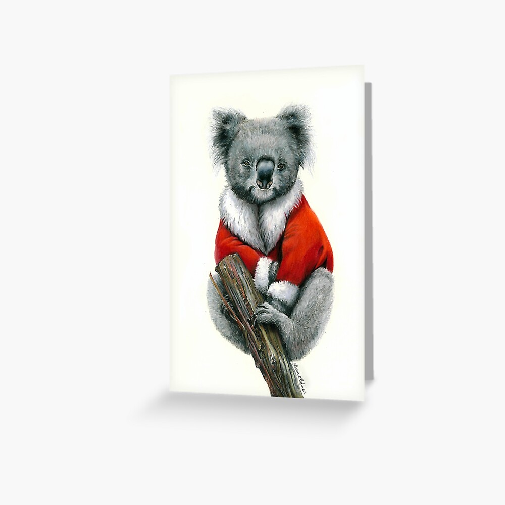 christmas-koala-greeting-card-for-sale-by-susanrobjantart-redbubble