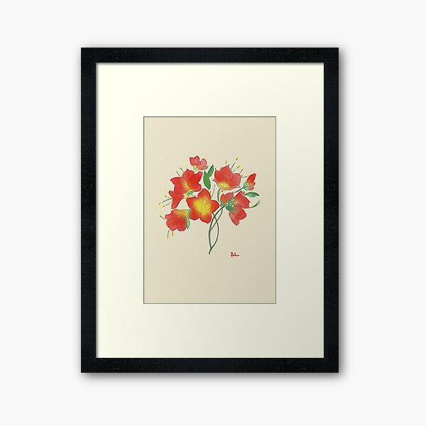 Red Loose Flower Framed Art Print