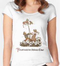 Camiseta entallada de cuello ancho Se feliz ... es un mundo hermoso