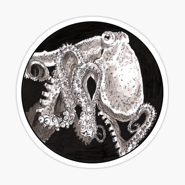 Tiny Octopus Inktober Illustration (Products) Sticker