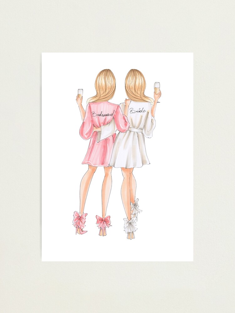 bride and bridesmaid print