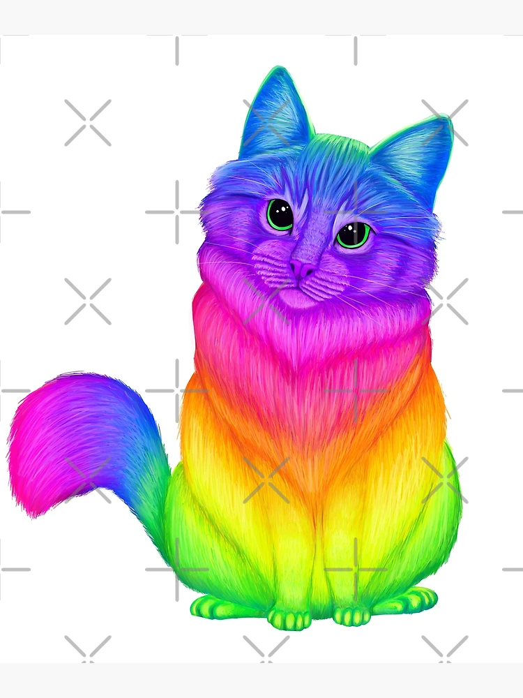 Neon rainbow anime kawaii cat Stock Illustration