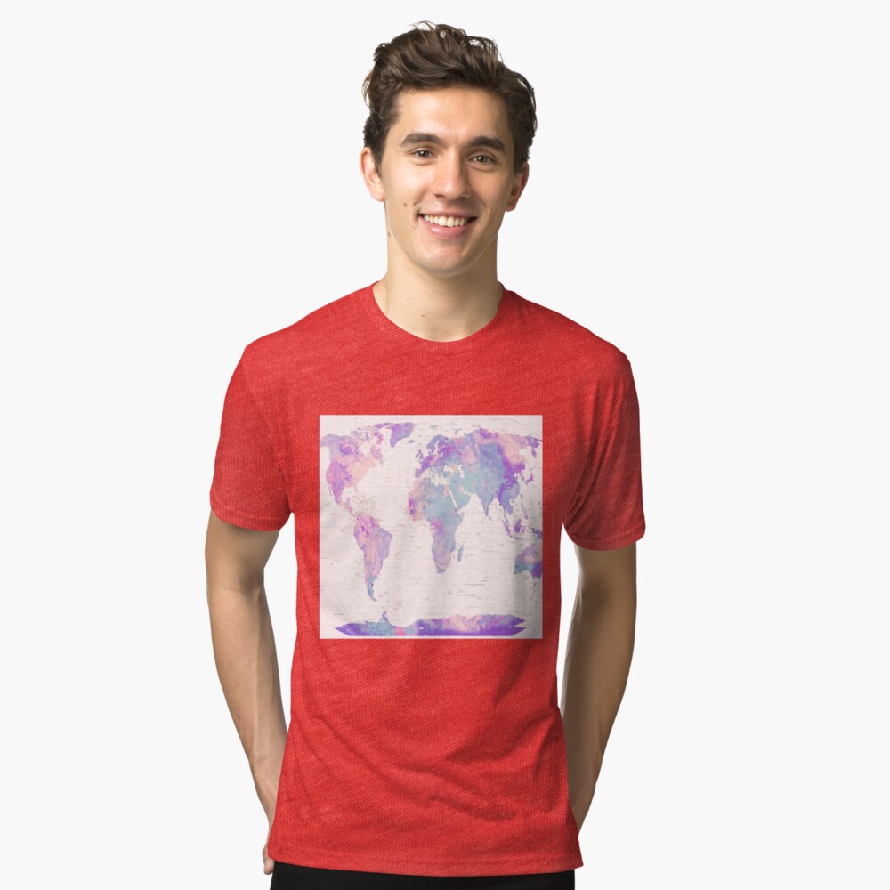 Unicorn Earth Map Tri-blend T-Shirt