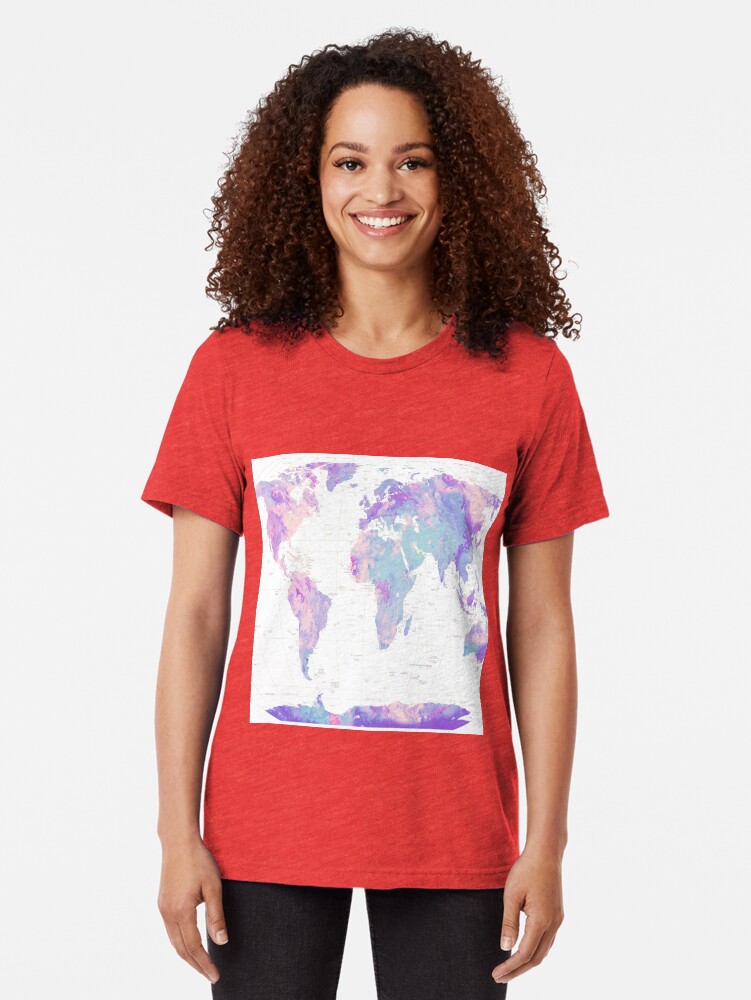 Alternate view of Unicorn Earth Map Tri-blend T-Shirt