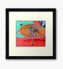Orange and Green Oriental Parasols Framed Print