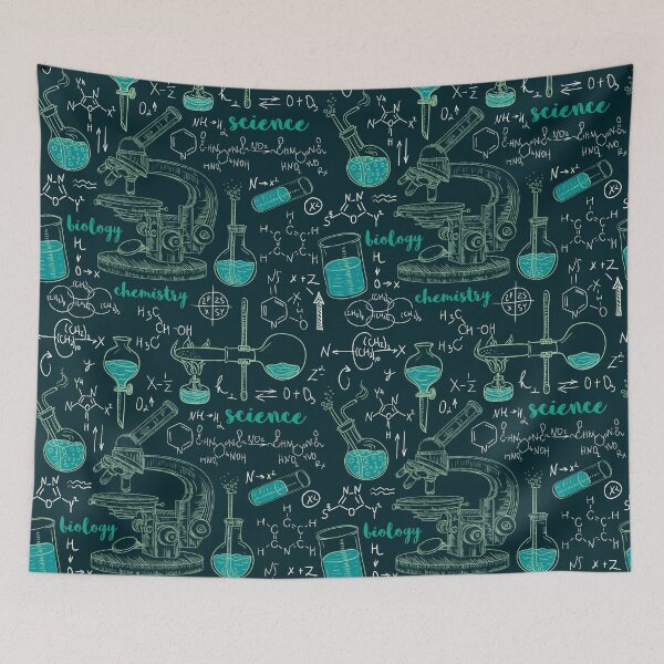 Item preview, Vintage seamless pattern old chemistry laboratory with microscope, tubes and formulas. designed and sold by kateja.