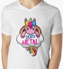 Death Metal Einhorn für Heavy Metal Unicornio Liebhaber T-Shirt mit V-Ausschnitt für Männer