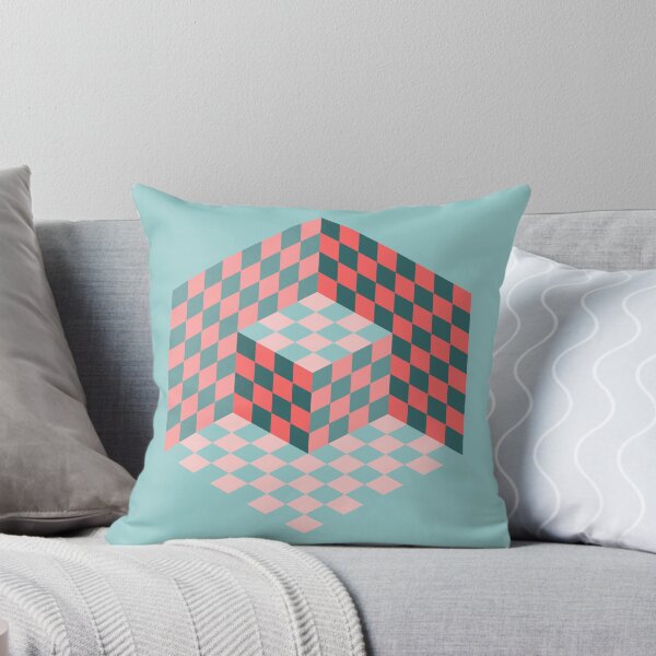 Item preview, Vasarely cube in coral and teal designed and sold by elfina.