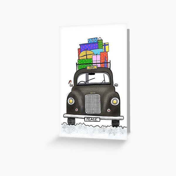 Christmas Presents on a Black Cab Greeting Card