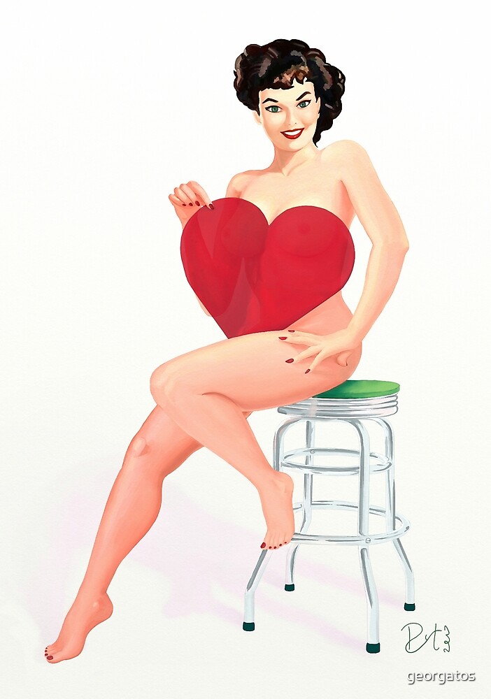 Vintage Pin Up Girl Soyez Ma Saint Valentin Par Georgatos Redbubble