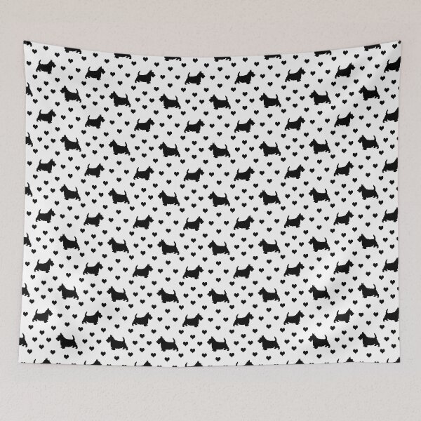 Item preview, Black Scottish Terriers (Scottie Dogs) & Hearts on White Background designed and sold by Karen McFarland.