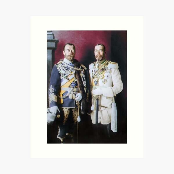 Tsar Nicholas II and King George V in German military uniforms, Berlin, 1913 Art Print