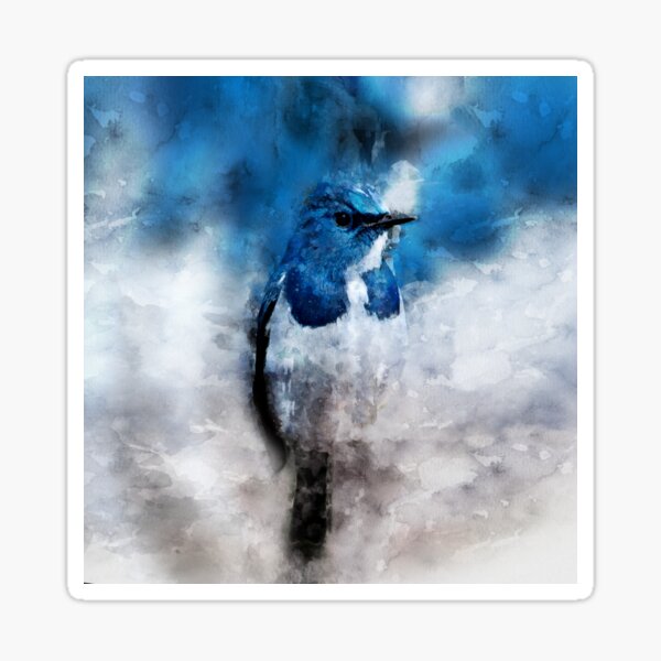 Item preview, Dramabite Watercolour Ultramarine Flycatcher Bird designed and sold by dramabite.