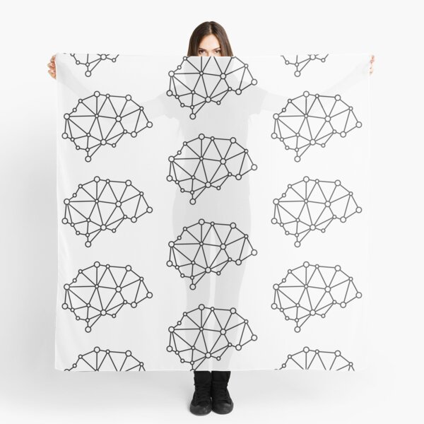 Integrated Brain - Black on White Scarf