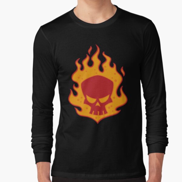 Flaming Skull Long Sleeve T-Shirt