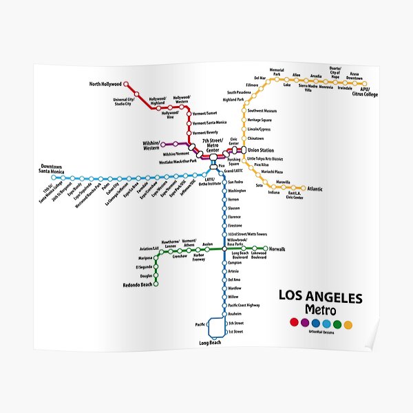 LOS ANGELES Metro Map Poster