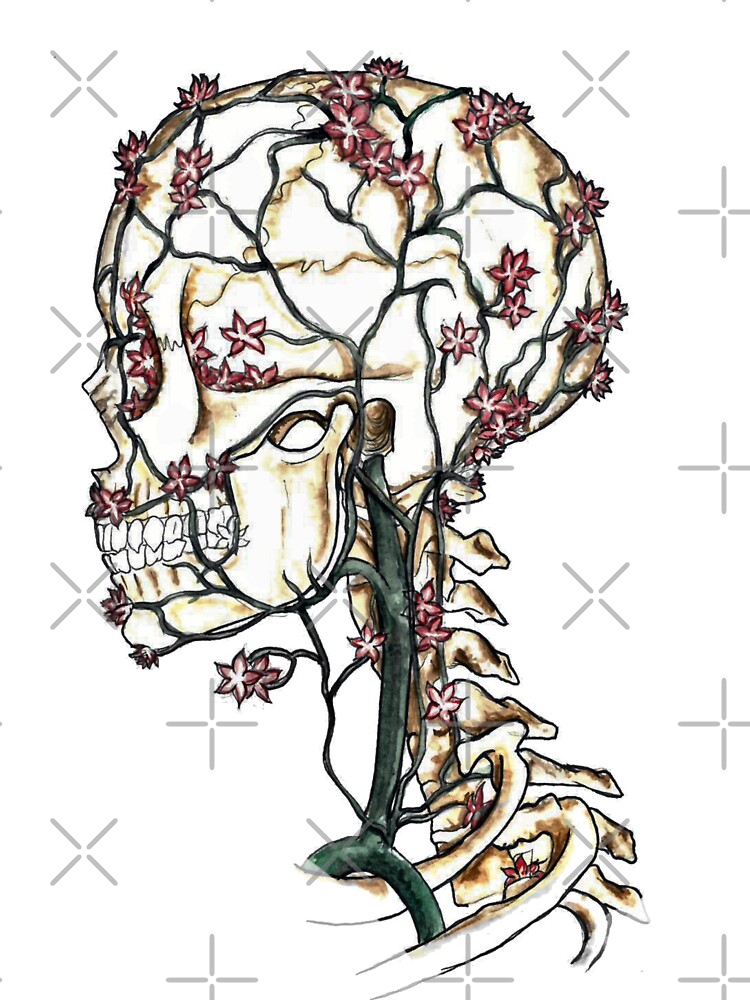 Flowers Perfuse The Skull Skeleton Anatomy Art Kids T Shirt By Terouz Redbubble