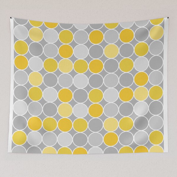 Item preview, Mustard Yellow Grey and White Circles Pattern designed and sold by dreamingmind.