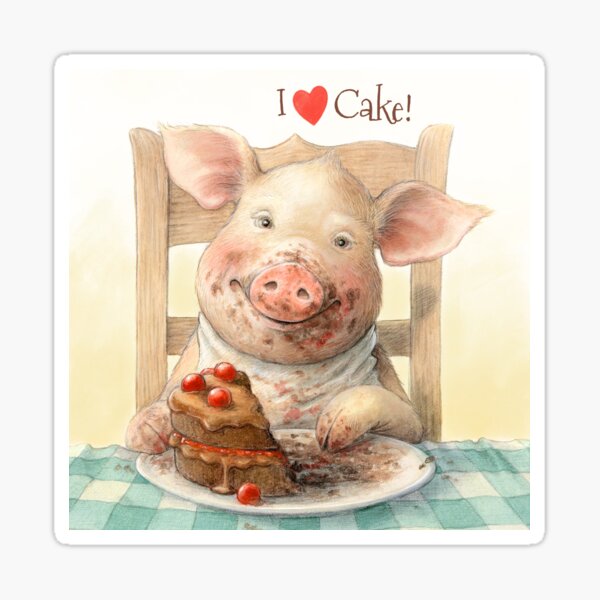 Piggy Loves Choco Cake Sticker