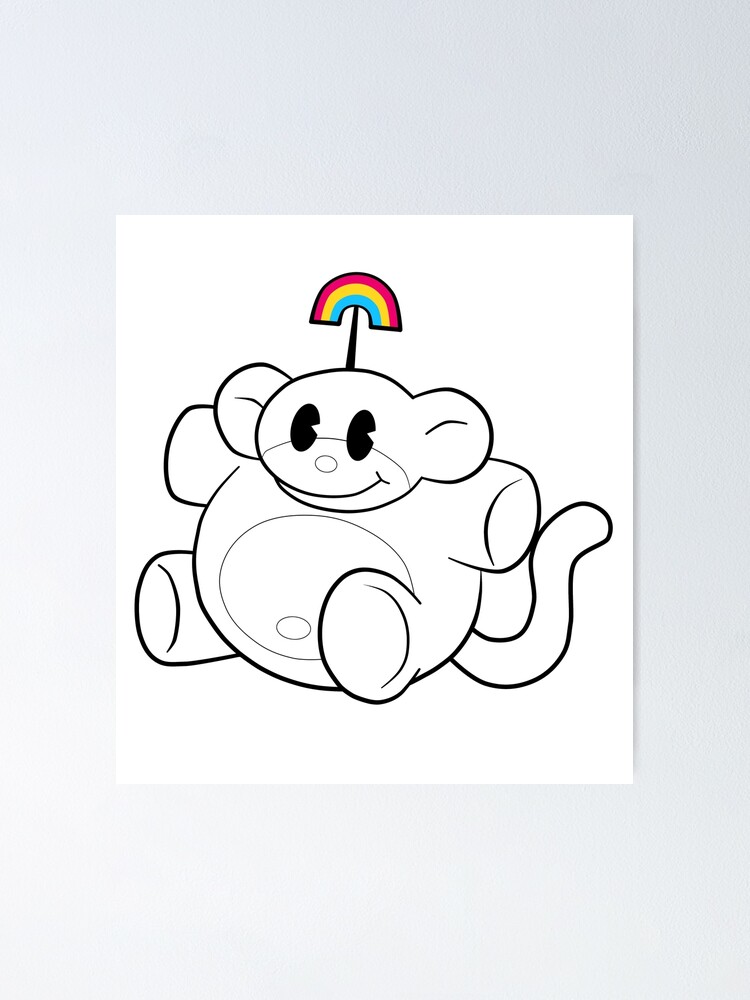 White Rainbow Monkey Poster