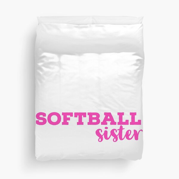 Softball Sister Pink Typography Duvet Cover