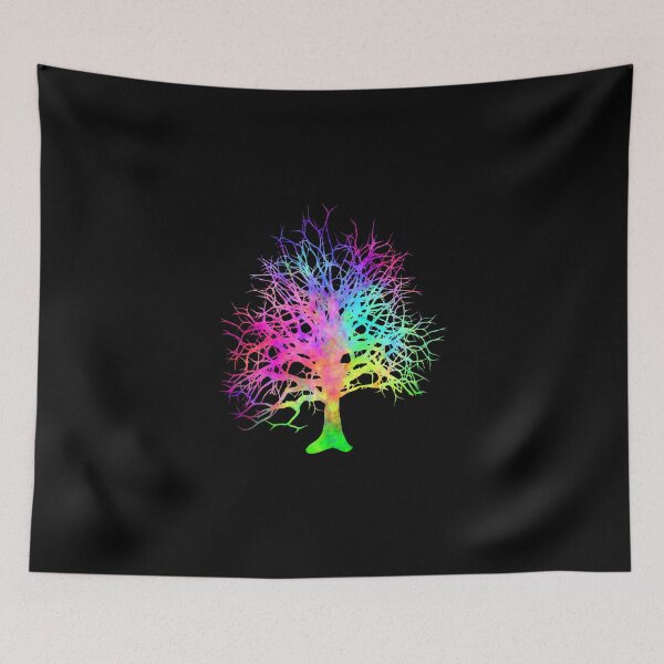 Item preview, Colorful Rainbow Tree Fractal Art Silhouette for Nerds or Birthday designed and sold by FELSENSTEIN.
