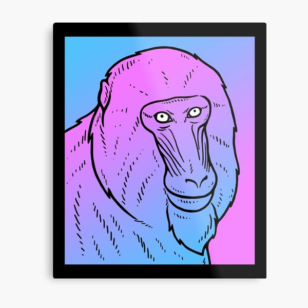 Vaporwave Mandrill Aesthetic Pastel Goth Monkey Metal Print