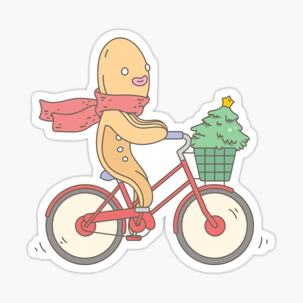 Biking Gingerbread Man Sticker