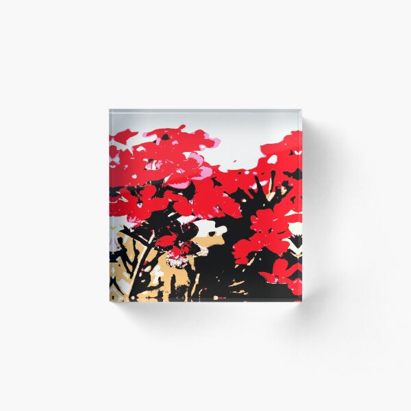 Rote Blumen Garten Acrylblock