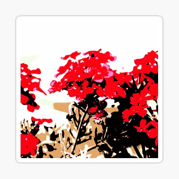 Rote Blumen Garten Sticker
