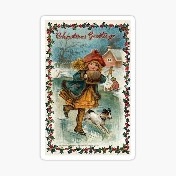 Aperçu de l'œuvre Noël de patinage sur glace de fille victorienne créée et vendue par forgottenbeauty.
