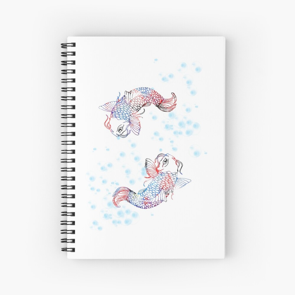Koi Fish Koi Fish Print Watercolor Koi Fish Spiral Notebook By