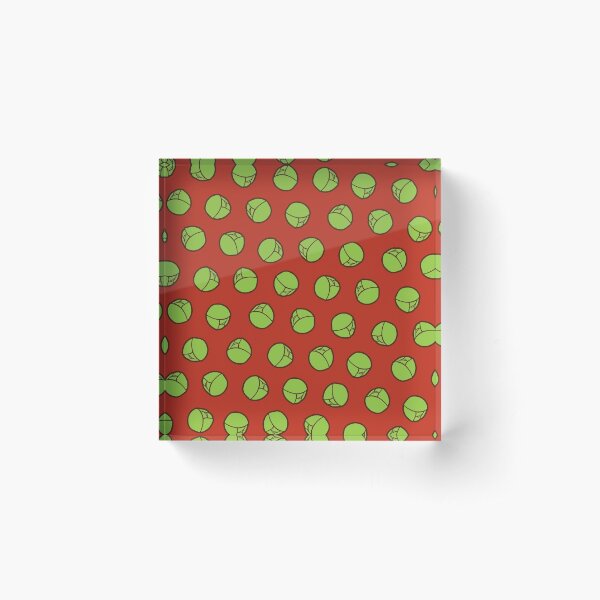 Brussel Sprouts Pattern in Red Acrylic Block