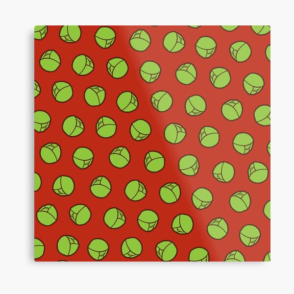 Brussel Sprouts Pattern in Red Metal Print