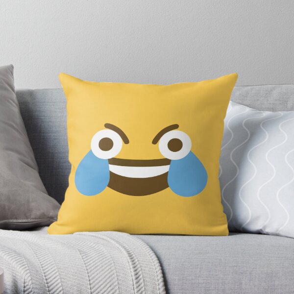 Open Eyed Laughing Crying Emoji Throw Pillow